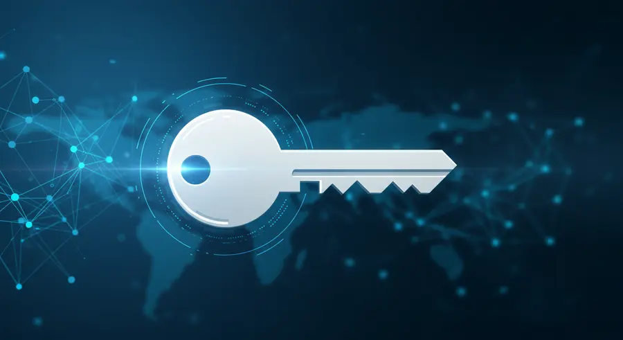 Futuristic representation of Passkey technology